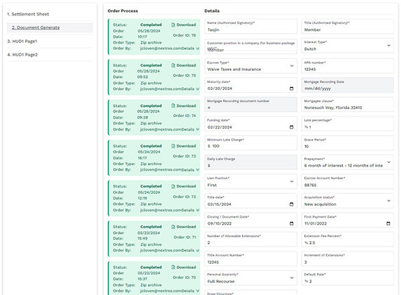 Nexys automated document generation, settlement and closing documents